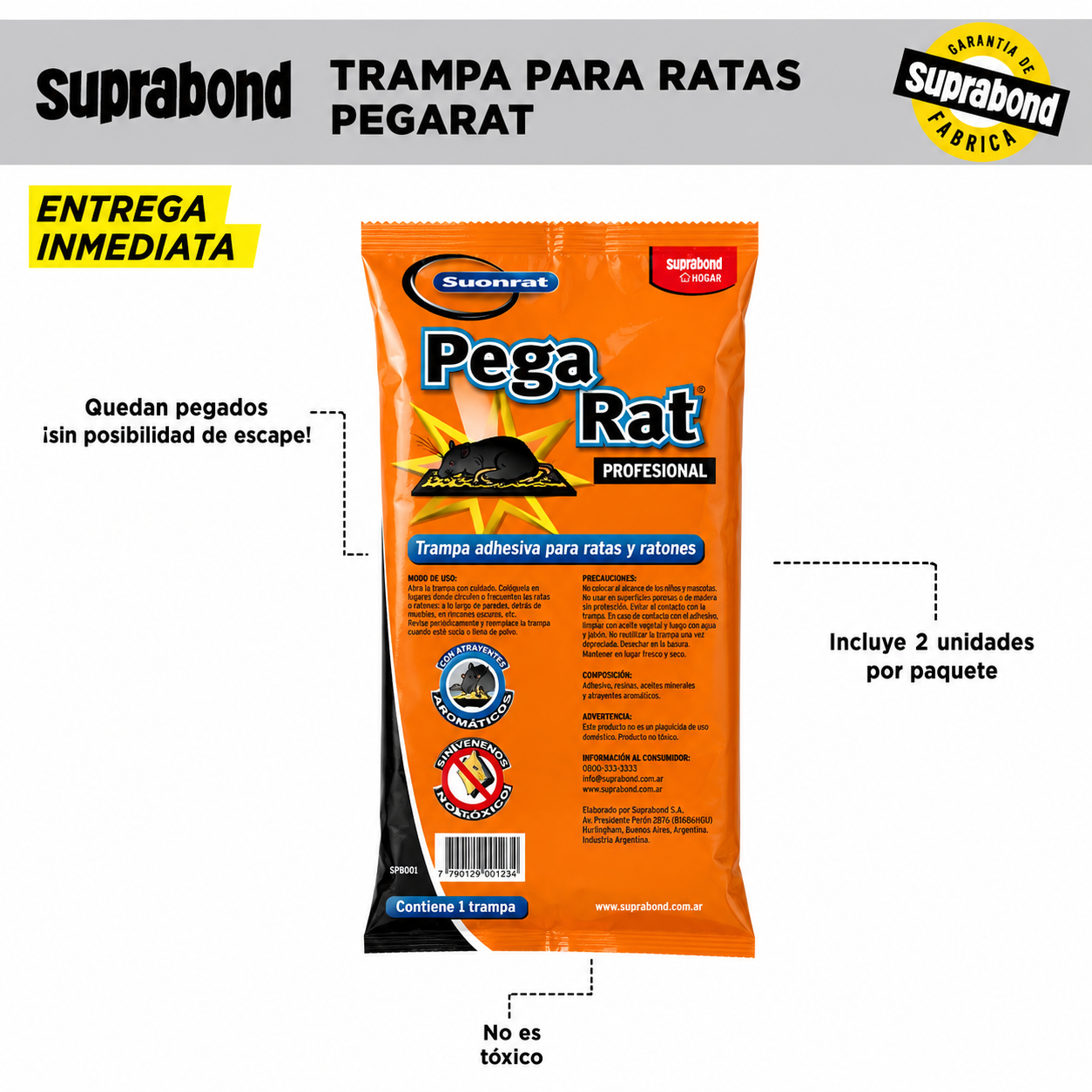 TRAMPA ADHESIVA PARA LAUCHA X2