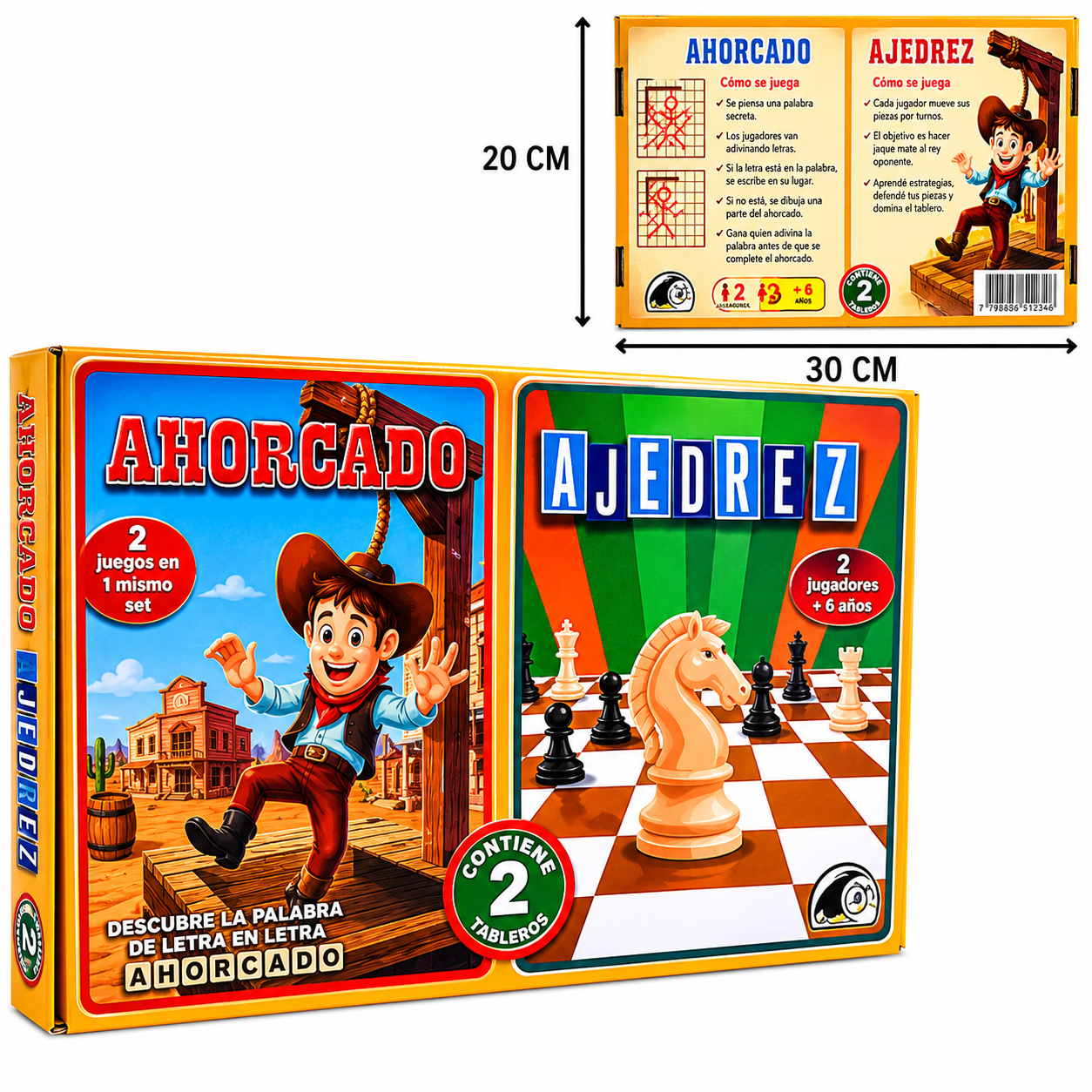 JUEGO DE MESA 2 EN 1 AJEDREZ/AHORCADO