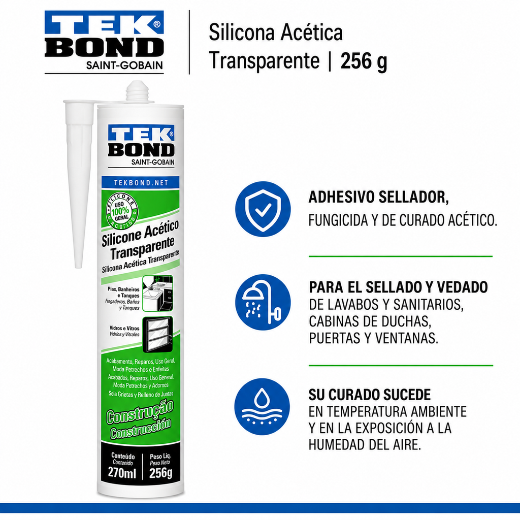 SILICONA TRANSPARENTE 256GR TEKBOND